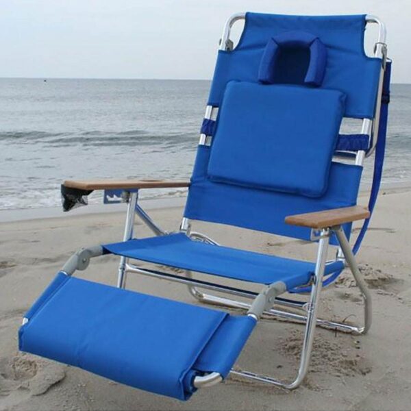 Ostrich Deluxe 3N1 Lightweight Outdoor Lawn Beach Lounge Chair w/ Footrest, Blue - Image 5