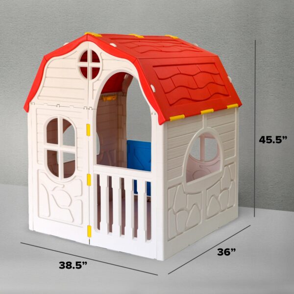 Quality Products Kid's Cottage Foldable Plastic Toddler Outdoor Playhouse - Image 6