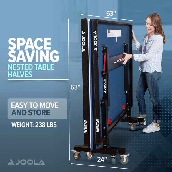 JOOLA Inside Professional MDF Indoor Ping Pong Table with Quick Clamp Table Tennis Net and Post Set - 10 Minute Easy Assembly - Tournament Quality - Foldable with Single Player Playback Mode - Image 169