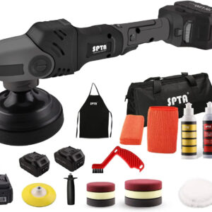 18V Cordless Rotary Polisher, 4Inch & 5Inch Car Polisher with 7 Variable Speed 2Pcs 4.0Ah Battery, 2 Backing Plate, 6 Polishing Pads, 2 Wool Pads for Car Polishing and Waxing