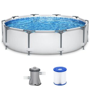 Steel Pro MAX 10'x30" Round Above Ground Outdoor Swimming Pool with Pump