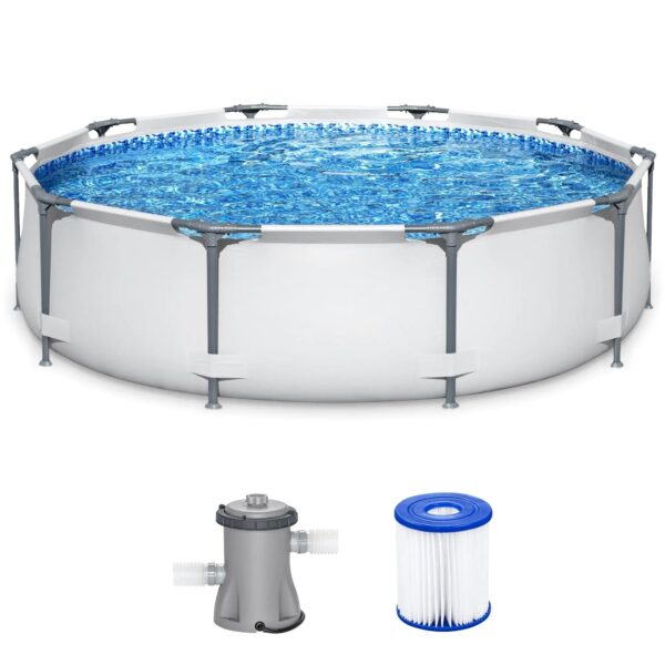Steel Pro MAX 10'x30" Round Above Ground Outdoor Swimming Pool with Pump