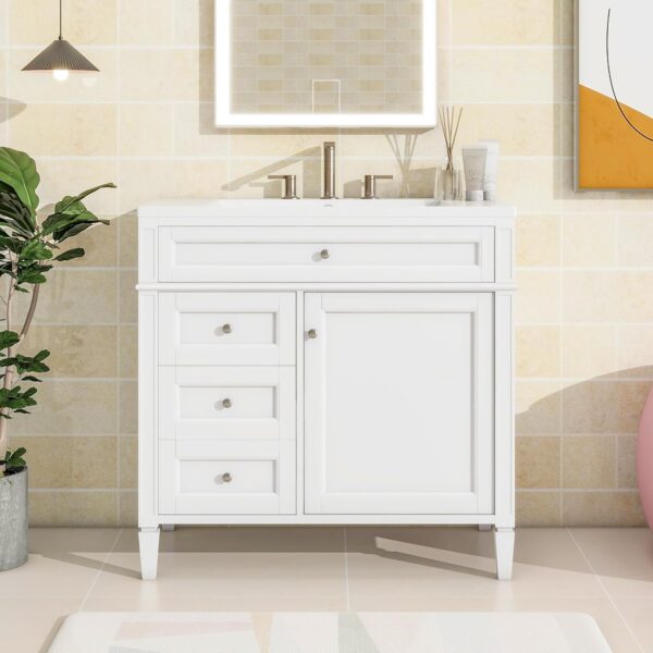 36" Bathroom Vanity with Single Sink Combo, Modern Undermount Bathroom Sink Cabinet with 2 Drawers and a Tip-Out Drawer, Freestanding Bathroom Vanities, Soft Closing, Solid Wood Frame - Image 3