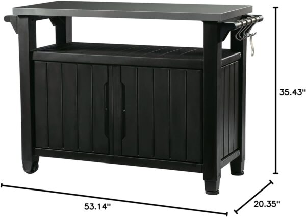 Outdoor Rolling Table Cart for Food Prep, Storage, Bar & Grill, Dark Brown - Image 2
