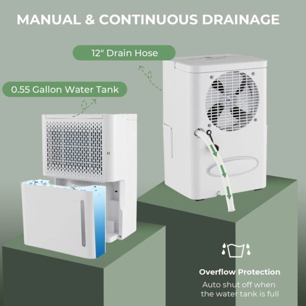Dehumidifier for Basement, 2000 Sq. Ft 32 Pint Quiet & Energy Efficient Dehumidifier w/Continuous/Drying/Auto Mode - Image 7
