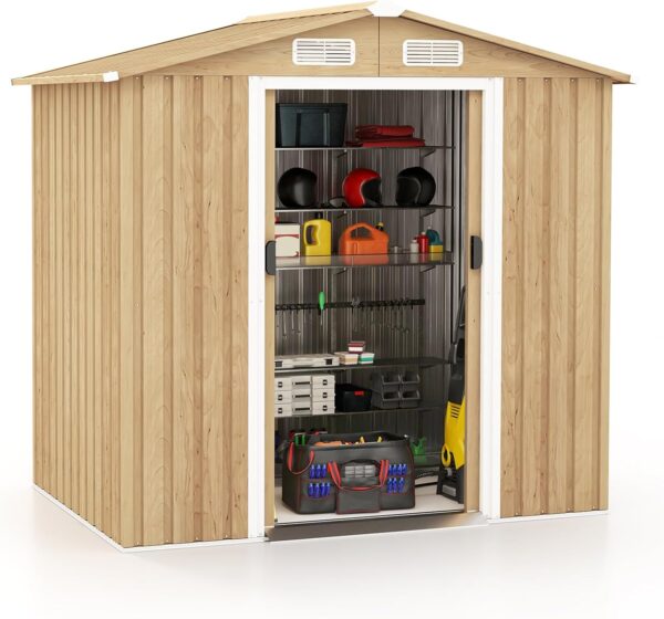 6' x 4' Outdoor Storage Shed, Weather-Resistant Galvanized Metal Tool House - Image 10
