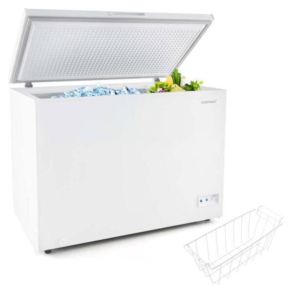 10 Cu.Ft. Chest Freezer Compact Deep Freezer with 7-Level Adjustable Temperature, Removable Basket