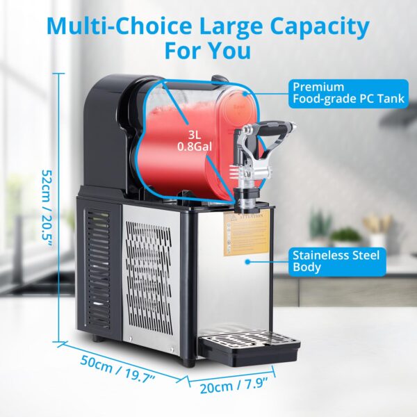 Commercial Slushie Machine 3L Stainless Steel Self-Cleaning Slushy Maker for Frozen Drinks,Snow Melting Ideal for Home,Coffee Shop,Restaurant - Image 43