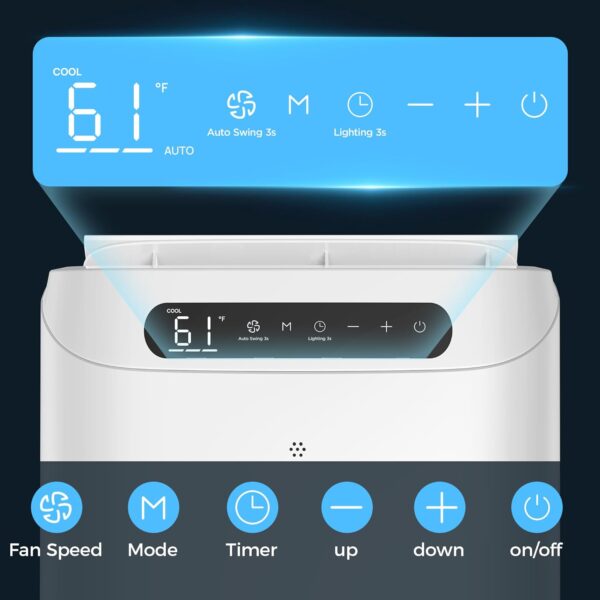Portable Air Conditioners 14000Btu with Remote Control, 3-in-1 Free Stand Smart Cooling AC Unit with Dehumidifier, Fan, Cools Room up to 700 sq.ft, Auto Swing,24H Timer, Windows Kit Included - Image 2