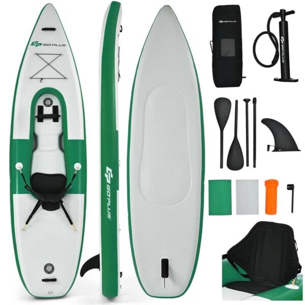 1-Person Inflatable Kayak with Hand Pump & Adjustable Aluminum Oars, 11FT Portable Canoe Boat Raft Kayaks for Fishing Touring - Image 3