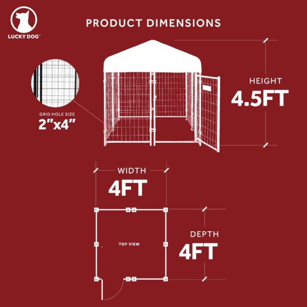 Lucky Dog 4' x 4' x 4.3' Uptown Welded Wire Dog Kennel w/ Waterproof Cover - Image 4