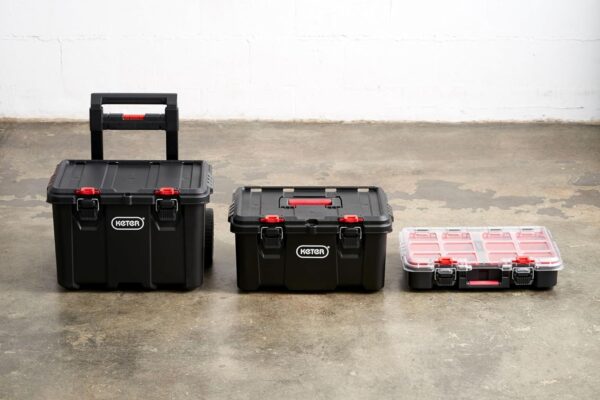 Modular Tools Organizer for Garage Storage and DIY, 3 Piece Resin Rolling Tool Box System for Small Parts - Image 2