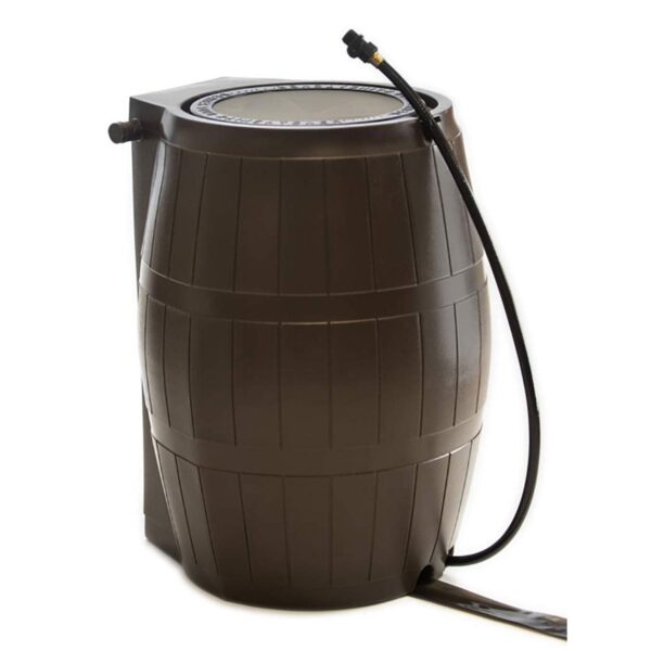Outdoor RC4000 50 Gallon Outdoor Rain Water Catcher Barrel Container, Brown - Image 10