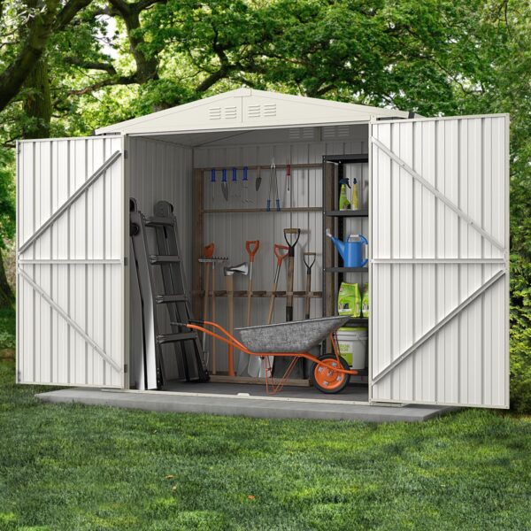 Metal Outdoor Storage Shed, Snap-on Structures for Efficient Assembly, All-Weather Color Steel Utility Storage House - Image 3