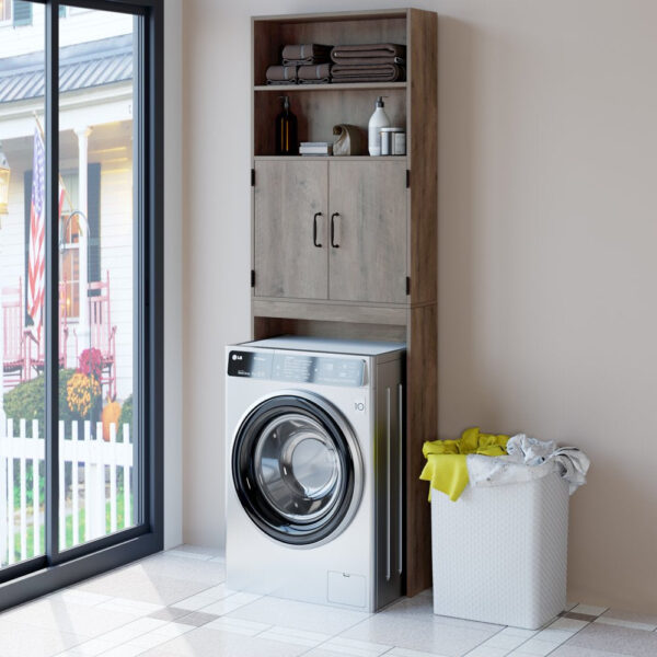 Rack, Bathroom Storage Cabinet over Toilet with 4-Tier Shelves and 2 Doors - Image 4
