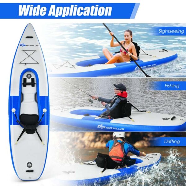 1-Person Inflatable Kayak with Hand Pump & Adjustable Aluminum Oars, 11FT Portable Canoe Boat Raft Kayaks for Fishing Touring - Image 19