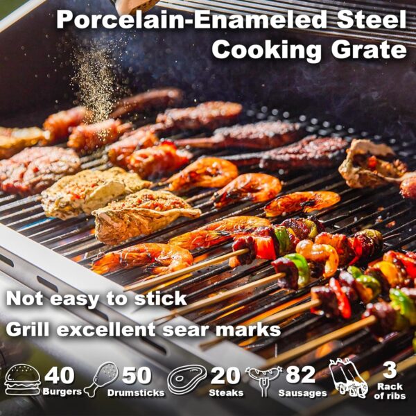 Upgraded 4 Burner BBQ Propane Gas Grill with Cast Iron Grates & Side Stove, 44,000 BTU Stainless Steel Burner Barbecue Grill for Patio, Camping, Outdoor Cooking MELLCOM - Image 24