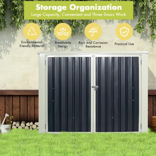 Outdoor Storage Shed 6' x 3', Multi-Purpose Galvanized Steel Garbage Cans Box - Image 4