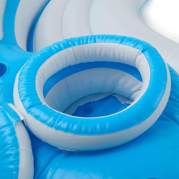 56299EP 145 x 125 x 20 Inch Splash N Chill Inflatable Lake and Pool Relaxation Island Lounger Seat for up to 7 Adults, Blue and White - Image 3