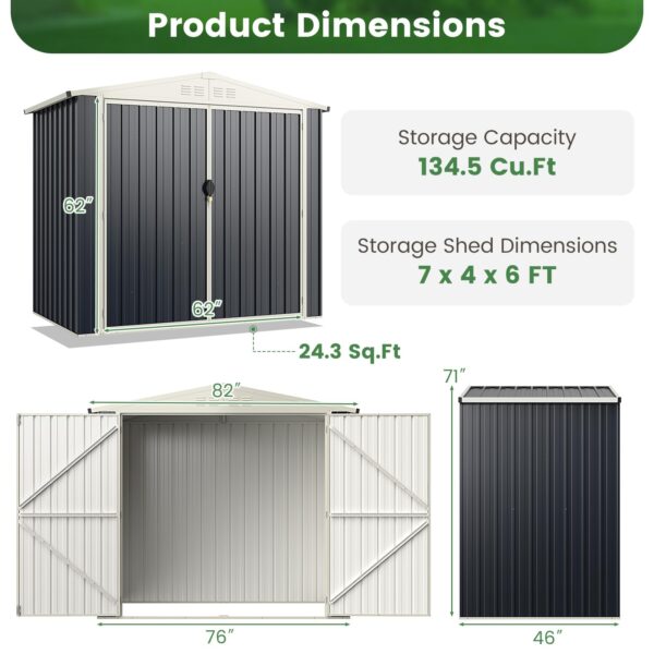 Metal Outdoor Storage Shed, Snap-on Structures for Efficient Assembly, All-Weather Color Steel Utility Storage House - Image 18