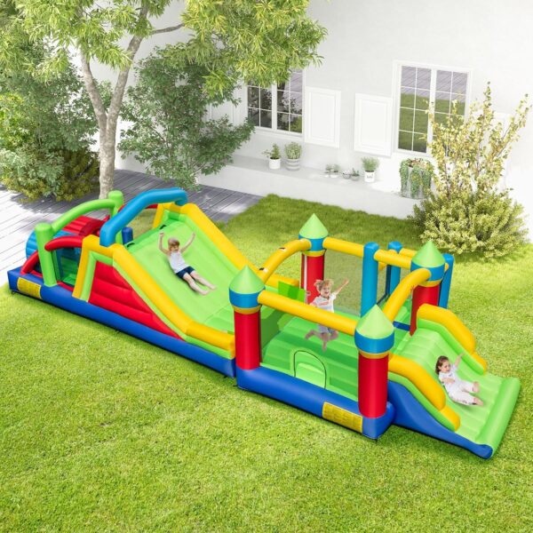Inflatable Obstacle Course Bounce House, Kids Huge Sectional Bouncy Castle with Dual Slides, Tunnels, Bounce Area, Climbing, Obstacles, Playhouse for Kids Indoor Outdoor Birthday Party Gift - Image 2