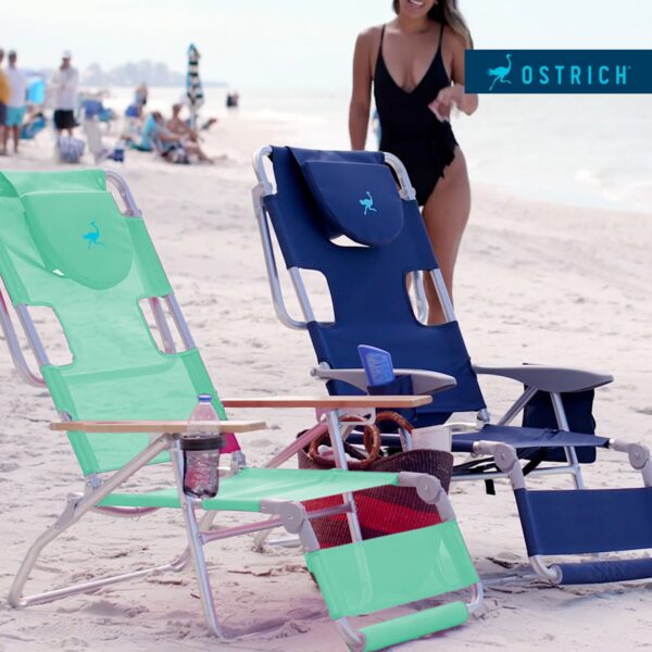3N1 Lightweight Outdoor Lawn Beach Lounge Chair w/Footrest, Teal - Image 7
