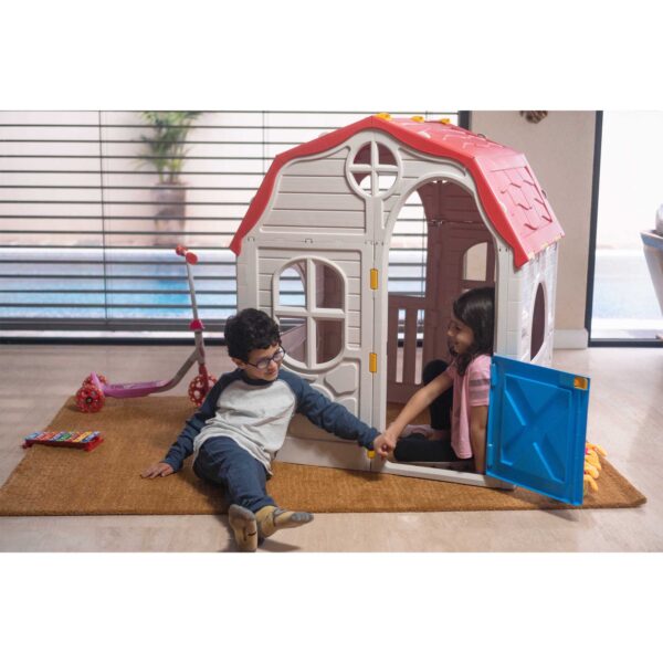 Quality Products Kid's Cottage Foldable Plastic Toddler Outdoor Playhouse - Image 4
