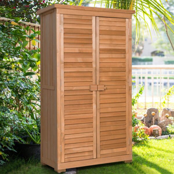 Outdoor Storage Shed Wooden Shutter Design Fir Wood Lockers for Garden Yard - Image 5