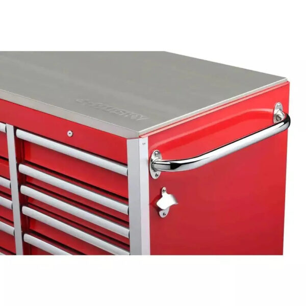 72 in. W x 24 in. D 15-Drawer Tool Chest Mobile Workbench with Stainless Steel Top and Dual Locks in Red - Image 4