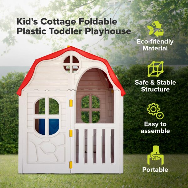 Quality Products Kid's Cottage Foldable Plastic Toddler Outdoor Playhouse - Image 7