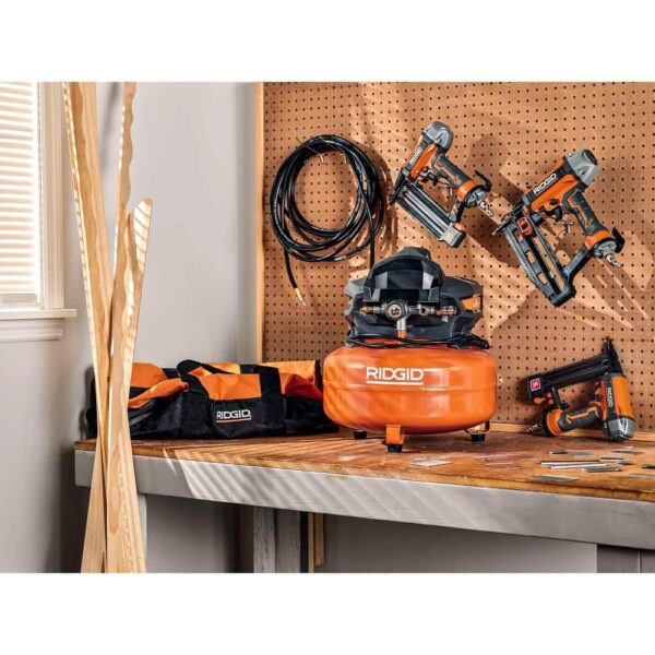 6 Gal. Portable Electric Pancake Air Compressor w/ 18GA Brad Nailer, 16GA Straight Finish Nailer, & 18GA Finish Stapler R69603FK - Image 28