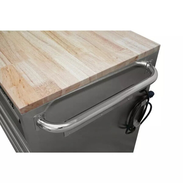 72 in 18-Drawer 24 in. D Mobile Workbench with Solid Wood Top Stainless Steel - Image 25
