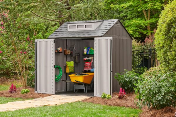Extra Large Resin Outdoor Storage Shed With Floor (7 x 10 Ft.), Weather Resistant, Brown, Organization for Home/Lawn Mower/Backyard Equipment/Bike Storage/Pool Supplies - Image 39