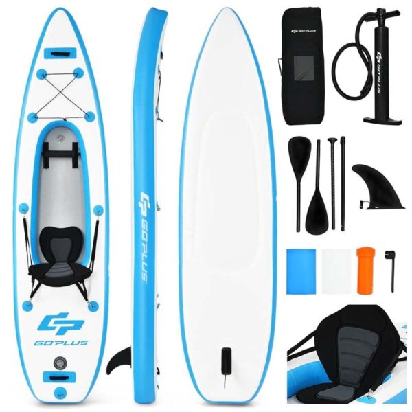 1-Person Inflatable Kayak for Touring & Fishing with Adjustable Aluminum Oars, 11FT Portable Recreational Rowboat Canoe Raft - Image 17