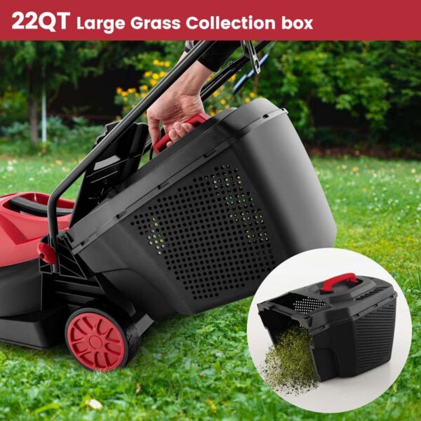 10 AMP 13" Electric Push Lawn Mower 2-in-1 Walk-Behind Lawnmower with Collection Box, 3 Adjustable Height Position - Image 16