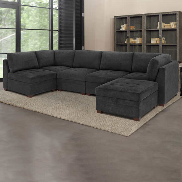Thomasville Tisdale Fabric Sectional with Storage Ottoman - Image 7