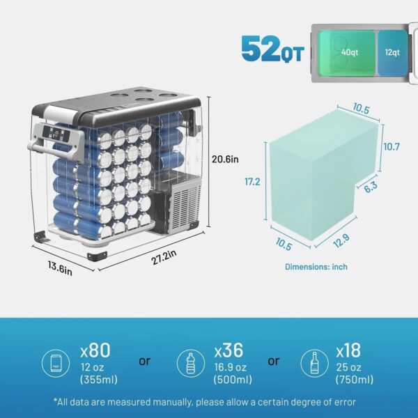 Portable Refrigerator 12 Volt Car Freezer 42 Quart Mini Fridge Freezer (-4°C~68°C) for Truck, RV, Vehicle, Travel, Outdoor -12/24V DC - Image 6