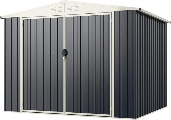 Metal Outdoor Storage Shed, Snap-on Structures for Efficient Assembly, All-Weather Color Steel Utility Storage House - Image 25