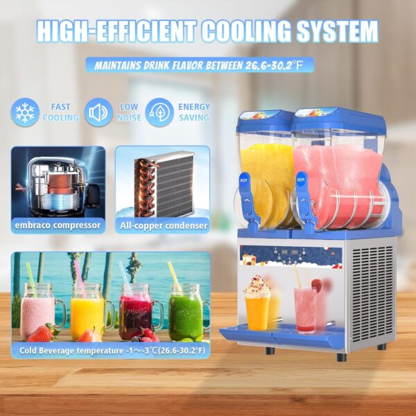 Commercial Slushy Machine - 1000W 30L Tanks Slush Maker Machine 304 Stainless Steel Commercial Margarita Machines Efficient Cooling the Ideal Slushie Maker for Bars Cafes Restaurants - Image 42