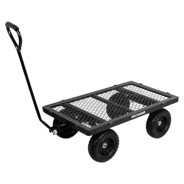880 lbs 10" Flat Free Tires Steel Garden Cart with 180° Rotating Handle and Removable Sides, Heavy Duty 4 Cu.Ft Capacity Utility Garden Carts and Wagons - Image 3