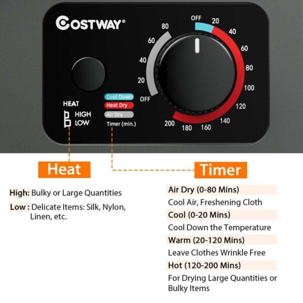 10 lbs Portable Clothes Dryer, Wall Mounted Front Load Dryer Tumble Dryer, Portable Dryer Machine for Apartments RV - Image 16