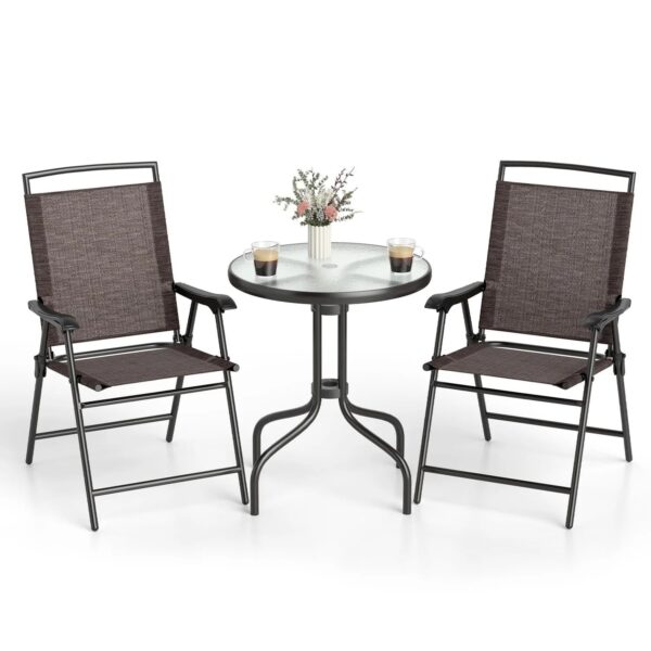 3 Pieces Bistro Set with Tempered Glass Table