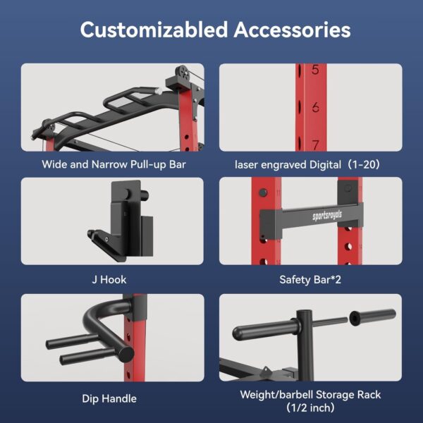Sportsroyals Power Cage,1600lbs Multi-Function Power Rack with Adjustable Cable Crossover System and More Training Attachment, Weight Cage for Home Gym - Image 2