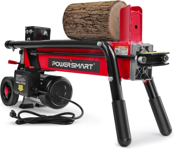 7-Ton - Efficient Wood Splitter with 3500 Motor Speed, 15 Amp, Horizontal Full Beam Design and Steel Wedge for Firewood & Kindling Cutting