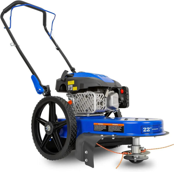 22" Walk-Behind String Trimmer – 170cc 4-Cycle Gas Engine, Heavy-Duty Push Weed Eater & Brush Cutter with 14" Flat-Free Wheels