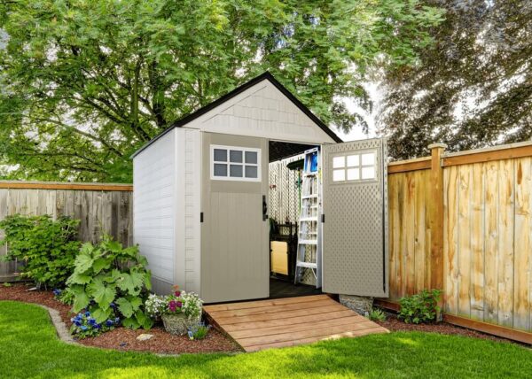Extra Large Resin Outdoor Storage Shed With Floor (7 x 10 Ft.), Weather Resistant, Brown, Organization for Home/Lawn Mower/Backyard Equipment/Bike Storage/Pool Supplies - Image 35