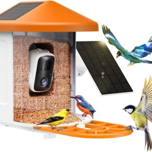 Bird Feeder with Camera with AI Identify Birds Species Solar Panel, Smart Bird House with Cam, 2K Live View, Instant Arrival Alerts