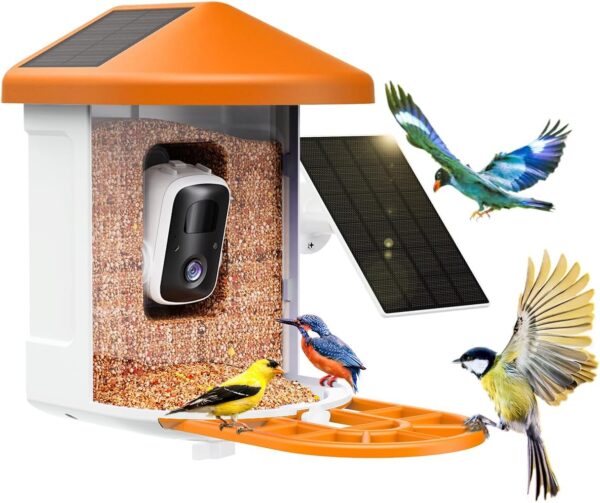 Bird Feeder with Camera with AI Identify Birds Species Solar Panel, Smart Bird House with Cam, 2K Live View, Instant Arrival Alerts