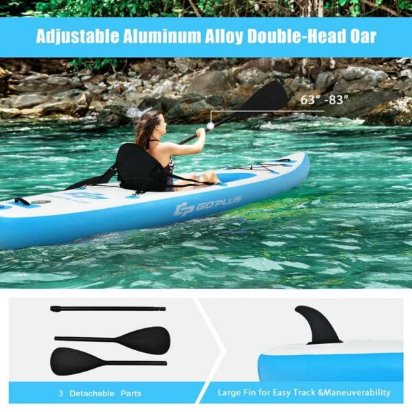1-Person Inflatable Kayak for Touring & Fishing with Adjustable Aluminum Oars, 11FT Portable Recreational Rowboat Canoe Raft - Image 22