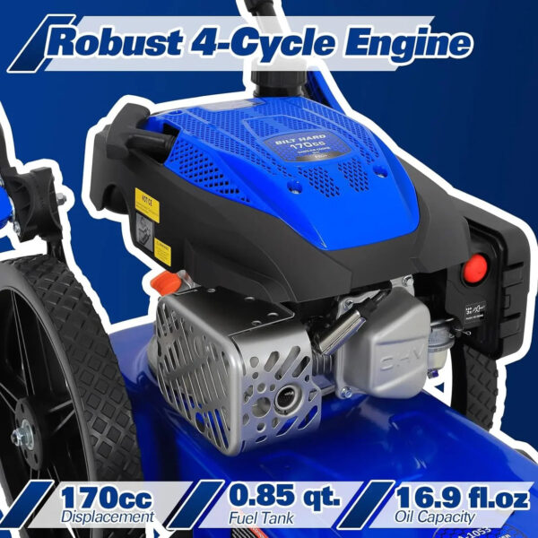 22" Walk-Behind String Trimmer – 170cc 4-Cycle Gas Engine, Heavy-Duty Push Weed Eater & Brush Cutter with 14" Flat-Free Wheels - Image 4
